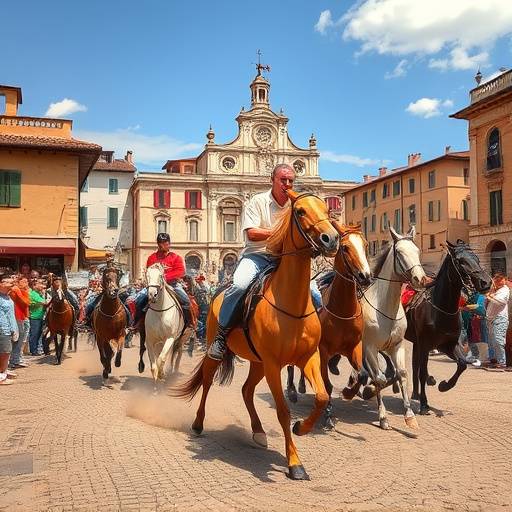 A photograph capturing the Palio di Siena horse race, showcasing the energy and tradition of the event.