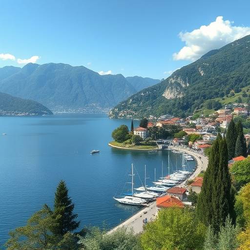 A scenic view of Lake Como surrounded by mountains