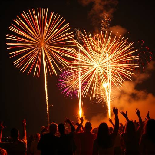 Fireworks illuminating the sky during a summer festival, representing the joy and excitement of Italian celebrations.