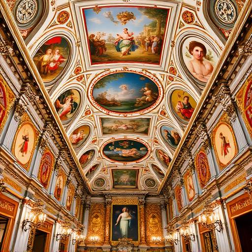 Interior of Doge's Palace in Venice, showcasing ornate ceilings and artwork