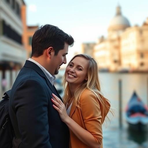 Photographer taking a portrait of a couple in Venice