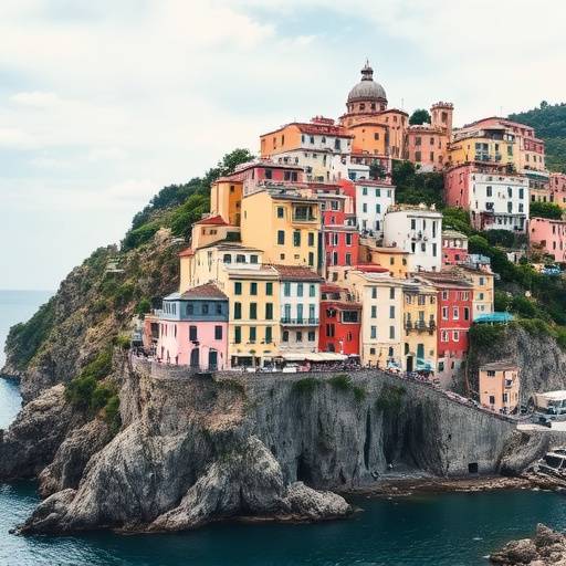 Picturesque view of Positano village nestled on the cliffs of the Amalfi Coast