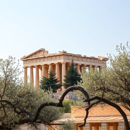 The Temple of Concordia in Agrigento, Sicily, standing proudly among almond trees